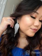 img 1 attached to 💎 mecresh Silver Rhinestone Crystal Chandelier Earrings for Wedding - Long Tassels Dangle Design review by Bruno Gilbert