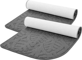 img 4 attached to SMARTAKE Non-Slip Indoor Doormat - Durable 2-Pack 18 X 30 Inches Rug With 1/4 Round Corner Design For Bathroom, Patio, Bedroom And Outdoors In Dark Grey