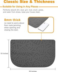 img 3 attached to SMARTAKE Non-Slip Indoor Doormat - Durable 2-Pack 18 X 30 Inches Rug With 1/4 Round Corner Design For Bathroom, Patio, Bedroom And Outdoors In Dark Grey