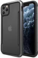 shockproof raptic shield clear case for iphone 11 pro max with durable aluminum frame and anti-yellowing technology, military tested for 10ft drop, black logo