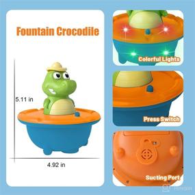 img 1 attached to TAMEXI Crocodile Baby Bath Toys for Toddlers - Spray Water Toys, Waterproof Crocodile Sprinkler Bathtub Toys, Light Up Bath Toys - Water Toys for 6-12 Months Babies, Boys & Girls Ages 1-3