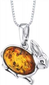img 4 attached to 925 Sterling Silver Animal Pendant Necklace With Genuine Baltic Amber - 18In Chain For Women | Peora