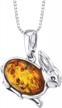 925 sterling silver animal pendant necklace with genuine baltic amber - 18in chain for women | peora logo