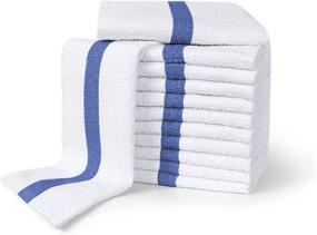 img 4 attached to 🔵 12 Pack of Improvia White with Blue Stripe Bar Mop Towels - 100% Terry Cotton, Highly Absorbent and Lint-Free Cloth Rags for Restaurants, Kitchens, Bathrooms, Spas, and More - Size 16 x 19 inches