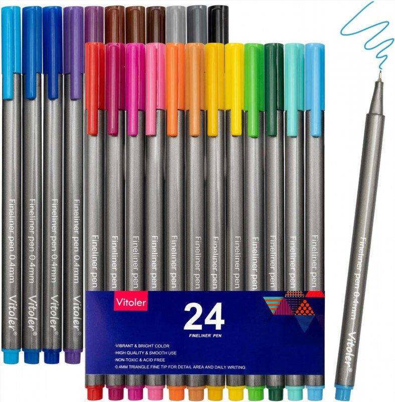 Vitoler Art Markers Dual Tips Coloring Brush Fineliner Color Pens