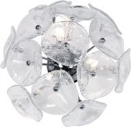 et2 e22091-28 chrome 3-light xenon 120 watts 8"h x 14"w murano clear glass crystal petal round wall sconce logo