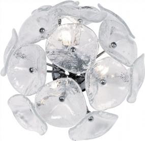 img 1 attached to ET2 E22091-28 Chrome 3-Light Xenon 120 Watts 8"H X 14"W Murano Clear Glass Crystal Petal Round Wall Sconce