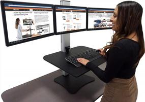 img 4 attached to Victor Sit-Stand Desk Triple Monitor Black W/Aluminum - Ergonomic Height Adjustable Workstation