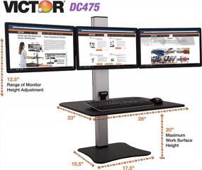 img 2 attached to Victor Sit-Stand Desk Triple Monitor Black W/Aluminum - Ergonomic Height Adjustable Workstation