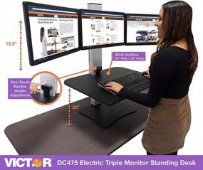 img 3 attached to Victor Sit-Stand Desk Triple Monitor Black W/Aluminum - Ergonomic Height Adjustable Workstation