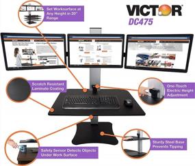img 1 attached to Victor Sit-Stand Desk Triple Monitor Black W/Aluminum - Ergonomic Height Adjustable Workstation