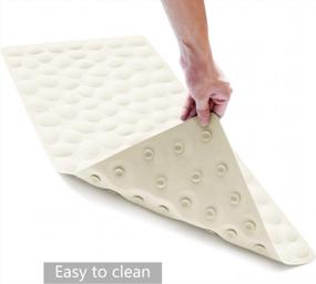 img 1 attached to OTHWAY Soft Rubber Non-Slip Bathtub Mat With Strong Suction Cups - Beige