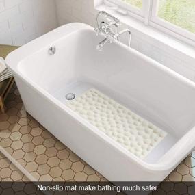 img 3 attached to OTHWAY Soft Rubber Non-Slip Bathtub Mat With Strong Suction Cups - Beige
