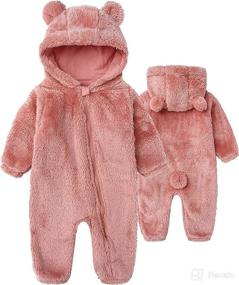 img 4 attached to 👶 Cozy and Cute Newborn Baby Hooded Fleece Jumpsuit - Warm Long Sleeve Onesies for Outdoorsy Outfits