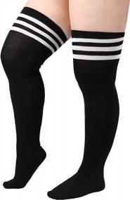 img 4 attached to Women's Striped Thigh High Socks - Trendy Over Knee Long Boot Stockings - Knee High Tube Socks - Plus Size Leg Warmers (L-XXL)