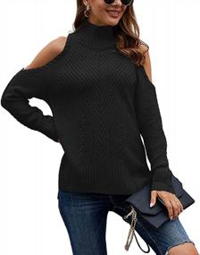 img 2 attached to Ferrtye High Low Casual Pullover Sweater With Turtleneck And Cold Shoulder Long Sleeves For Women