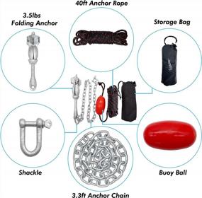 img 2 attached to Galvanized Folding Anchor System With 3.5 Lb Grapnel For Deep Water Kayak Fishing - Includes 40Ft Rope And Chain - Codinter Kayak Anchor Kit