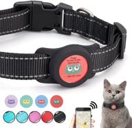 reflective airtag cat collar by animire - apple airtag compatible, neck circumference 8-12inch, nylon pet collar for cats and small dogs with silicone airtag holder logo