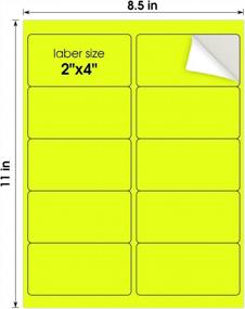 img 2 attached to MaxGear 2" X 4" Neon Yellow Address Labels - For Inkjet Or Laser Printer, 30 Sheets, 300 Labels For Efficient Sorting And Organization, Strong Adhesive, Quick Drying, And Long-Lasting Ink Hold