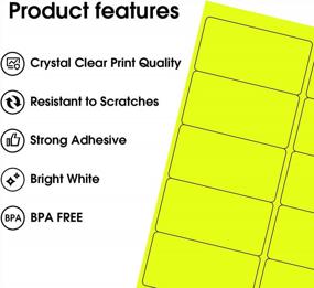 img 3 attached to MaxGear 2" X 4" Neon Yellow Address Labels - For Inkjet Or Laser Printer, 30 Sheets, 300 Labels For Efficient Sorting And Organization, Strong Adhesive, Quick Drying, And Long-Lasting Ink Hold