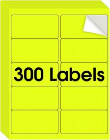 img 4 attached to MaxGear 2" X 4" Neon Yellow Address Labels - For Inkjet Or Laser Printer, 30 Sheets, 300 Labels For Efficient Sorting And Organization, Strong Adhesive, Quick Drying, And Long-Lasting Ink Hold