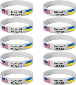 img 3 attached to Ukrainian Rubber Wristbands - 10PCS Support For Ukraine Flag Bracelets, Pray For Ukraine-B