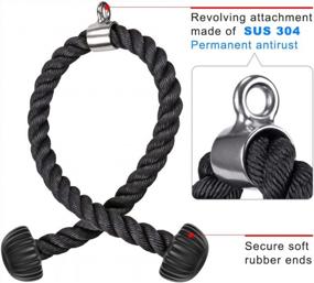 img 2 attached to Upgrade Your Gym Workouts With SELEWARE Tricep Rope Cable Attachments: 28”/36” Universal Pull-Down Ropes With Soft Rubber Ends