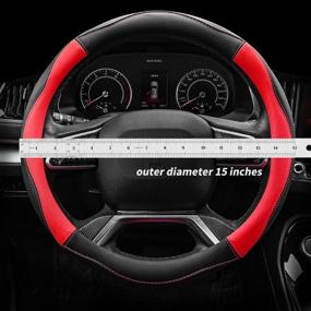 img 2 attached to 🚗 Didida Red Microfiber Leather Steering Wheel Cover - Universal 15 inch, Breathable, Anti-Slip, Warm in Winter & Cool in Summer