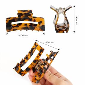 img 3 attached to 8 Pack Leopard Print Hair Claw Clips - Medium Size Acrylic Banana Barrettes, Non-Slip Strong Hold French Butterfly Jaw Clips & Tortoise Shell Grip Pin Teeth Clamp For Women Girls.