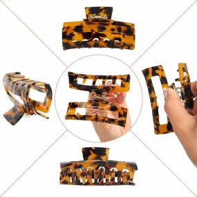 img 2 attached to 8 Pack Leopard Print Hair Claw Clips - Medium Size Acrylic Banana Barrettes, Non-Slip Strong Hold French Butterfly Jaw Clips & Tortoise Shell Grip Pin Teeth Clamp For Women Girls.