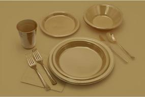 img 1 attached to Serve In Style: 100 Count Of Exquisite 7 Inch Gold Plastic Dessert/Salad Plates - Perfect For Any Occasion!