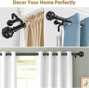 img 2 attached to KAMANINA 1 Inch Double Curtain Rods 36-72 Inches (3-6 Feet) Telescoping Drapery Window Rod With Netted Texture Finials, Black