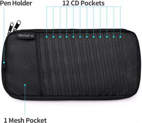 img 3 attached to 📀 Alavisxf xx Car CD Holder: Large Capacity DVD Vehicle Visor Storage Organizer with 12 Sleeves, Pen Holder, and Mesh Pocket (Black)