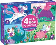 mudpuppy magical friends 4-in-a-box puzzles, ages 2-5, each measures 6”x8 - chunky puzzles with 4, 6, 9 and 12 pieces - difficulty level grows with child – beautifully illustrated puzzles, multicolor logo