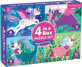 img 4 attached to Mudpuppy Magical Friends 4-In-A-Box Puzzles, Ages 2-5, Each Measures 6”X8 - Chunky Puzzles With 4, 6, 9 And 12 Pieces - Difficulty Level Grows With Child – Beautifully Illustrated Puzzles, Multicolor
