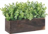 artificial eucalyptus in wood box: potted faux plants and greenery for windowsill decor and table centerpiece - funarty logo