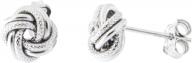 sterling silver rhodium plated love knot stud earrings, 8mm logo