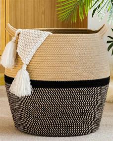 img 4 attached to 🧺 KAKAMAY Large Cotton Rope Basket: Stylish Storage and Organization Solution for Living Room, Nursery, or Toy Chest