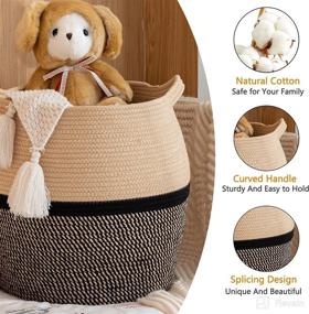 img 3 attached to 🧺 KAKAMAY Large Cotton Rope Basket: Stylish Storage and Organization Solution for Living Room, Nursery, or Toy Chest