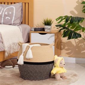 img 1 attached to 🧺 KAKAMAY Large Cotton Rope Basket: Stylish Storage and Organization Solution for Living Room, Nursery, or Toy Chest