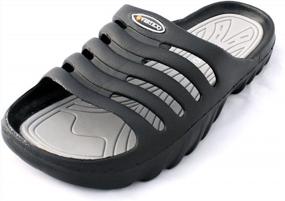 img 4 attached to Effortlessly Chic: Vertico'S Comfortable Black & Grey Slide-On Shower Sandals Perfect For Pool-Side Relaxation