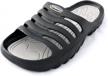 effortlessly chic: vertico's comfortable black & grey slide-on shower sandals perfect for pool-side relaxation logo
