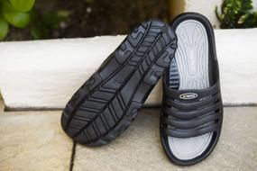 img 1 attached to Effortlessly Chic: Vertico'S Comfortable Black & Grey Slide-On Shower Sandals Perfect For Pool-Side Relaxation