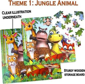 img 3 attached to Tepsmigo Wooden Jigsaw Puzzles Set For Kids - 4 Pack, 100 Pieces Each, Preschool Learning Toys For Boys And Girls