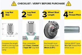 img 3 attached to 🔩 Top-Quality 24pcs Silver Bulge Lug Nuts (12x1.5 Threads) - Conical Cone Taper Acorn Seat - 1.4 inch Length - Easy Installation with 19mm or 3/4 inch Hex Socket