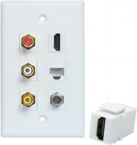 img 4 attached to ESYLink HDMI Coax CAT6 Wall Plate - 3 RCA, 2 HDMI, 1 Coax Cable TV & Ethernet Port