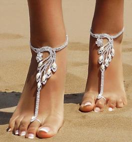 img 2 attached to Sparkle And Shine On The Beach: Women'S Rhinestone Barefoot Sandals For Weddings And Vacations!