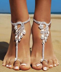 img 3 attached to Sparkle And Shine On The Beach: Women'S Rhinestone Barefoot Sandals For Weddings And Vacations!