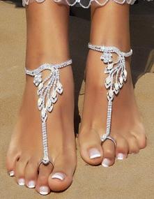 img 1 attached to Sparkle And Shine On The Beach: Women'S Rhinestone Barefoot Sandals For Weddings And Vacations!