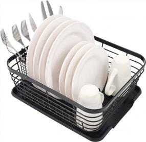 img 4 attached to Efficient And Stylish Dish Drying Rack With Silverware Holder - TQVAI Kitchen Organizer